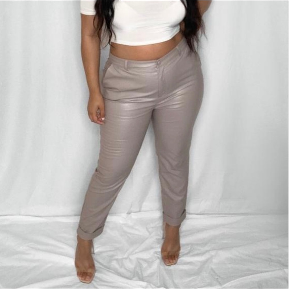 Taupe Leather Pants